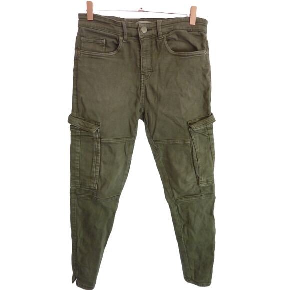 Zara Cargo Skinny Washed Distressed Jeans Size 30 - Picture 1 of 5